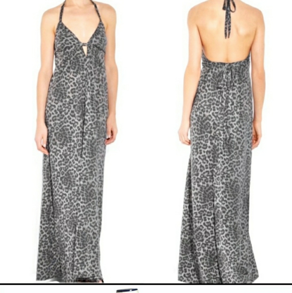 REBECCA TAYLOR Leopard Print Maxi Dress Sz SEUC!